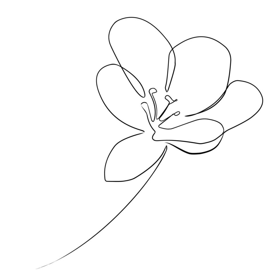 fleur abstraite de vecteur avec une ligne. dessin de contour minimaliste d'une fleur. dessin linéaire. conception de vitrines, cahiers, vêtements.