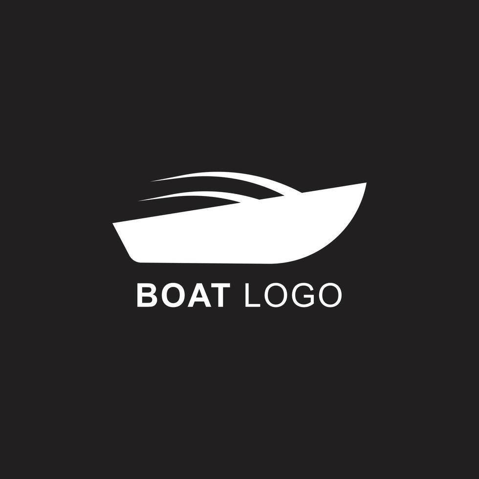 logo d'art vectoriel créatif abstrait d'entreprise de moteur ou de voilier blanc avec l'icône ou le symbole du bateau dans un style moderne à la mode plat simple isolé sur fond noir