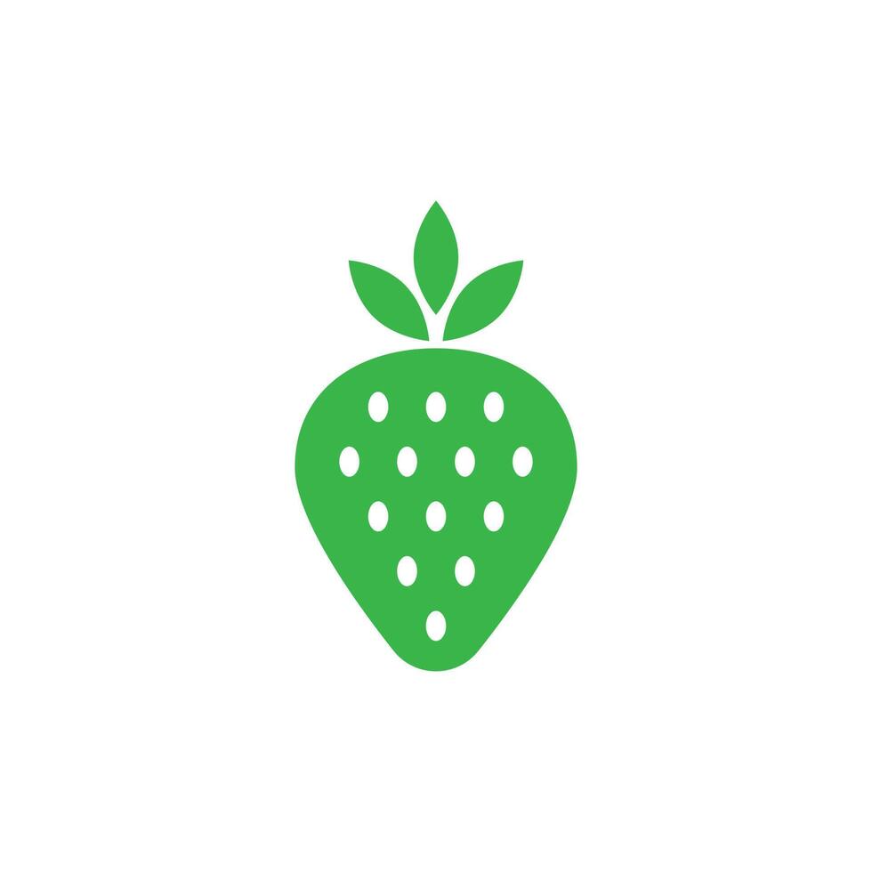 eps10 vecteur vert jardin fraise fruits solide art icône isolé sur fond blanc. symbole de fraises dans un style moderne et plat simple pour la conception de votre site Web, votre logo et votre application mobile