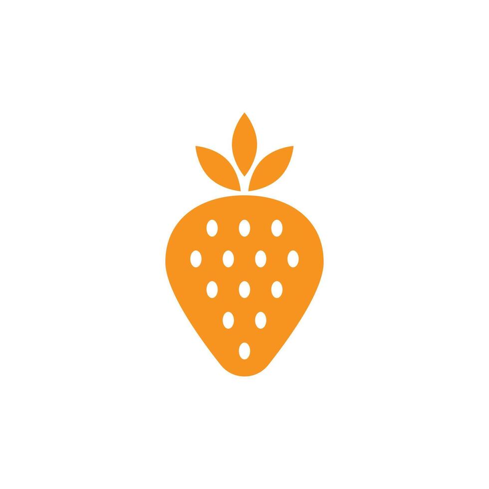 eps10 vecteur orange jardin fraise fruits solide art icône isolé sur fond blanc. symbole de fraises dans un style moderne et plat simple pour la conception de votre site Web, votre logo et votre application mobile