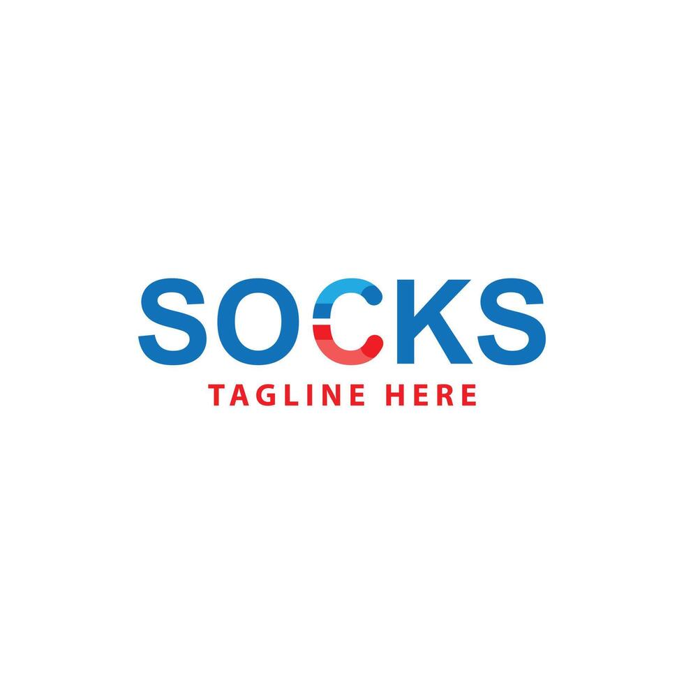 eps10 vecteur bleu et rouge chaussettes mot marque art icône ou logo isolé sur fond blanc. symbole de chaussettes de marque de lettre dans un style moderne et plat simple pour la conception, le logo et l'application mobile de votre site Web