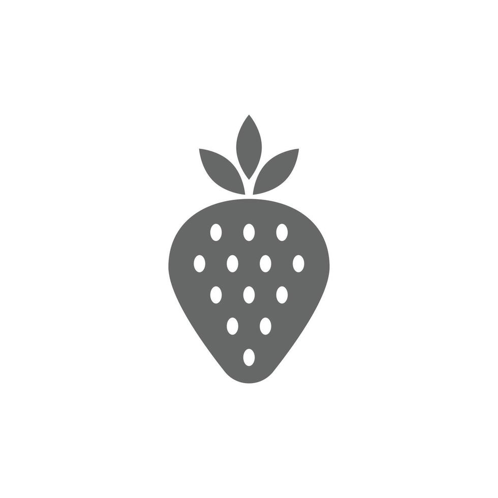 eps10 vecteur gris jardin fraise fruits solide art icône isolé sur fond blanc. symbole de fraises dans un style moderne et plat simple pour la conception de votre site Web, votre logo et votre application mobile