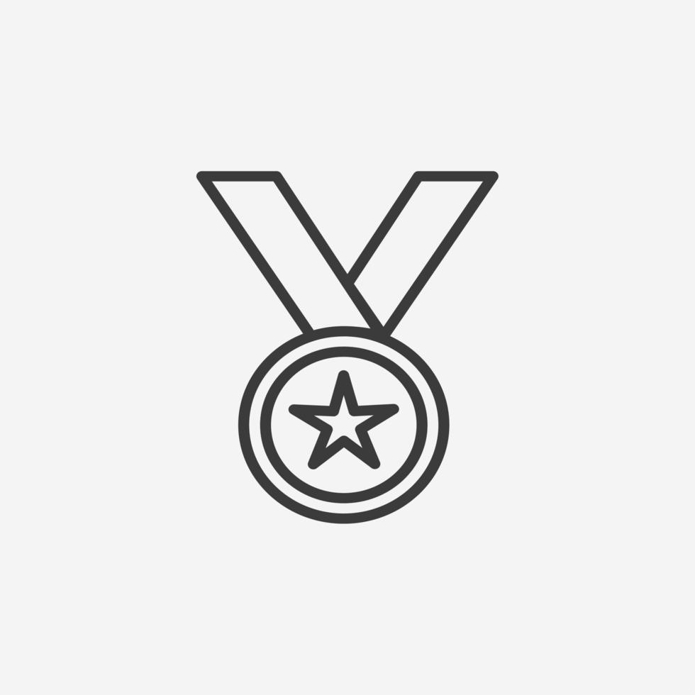 Médaille, ruban, champion, prix icône vecteur symbole isolé signe