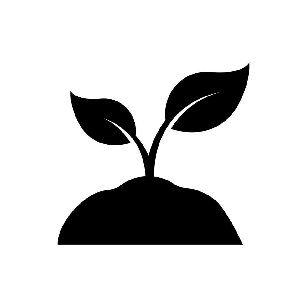 pousse de plante dans l'icône de silhouette de jardin écologique. feuille de croissance organique sur le pictogramme de glyphe de sol. graine naturelle écologique, symbole de l'agriculture. signe de ferme écologique. illustration vectorielle isolée. vecteur