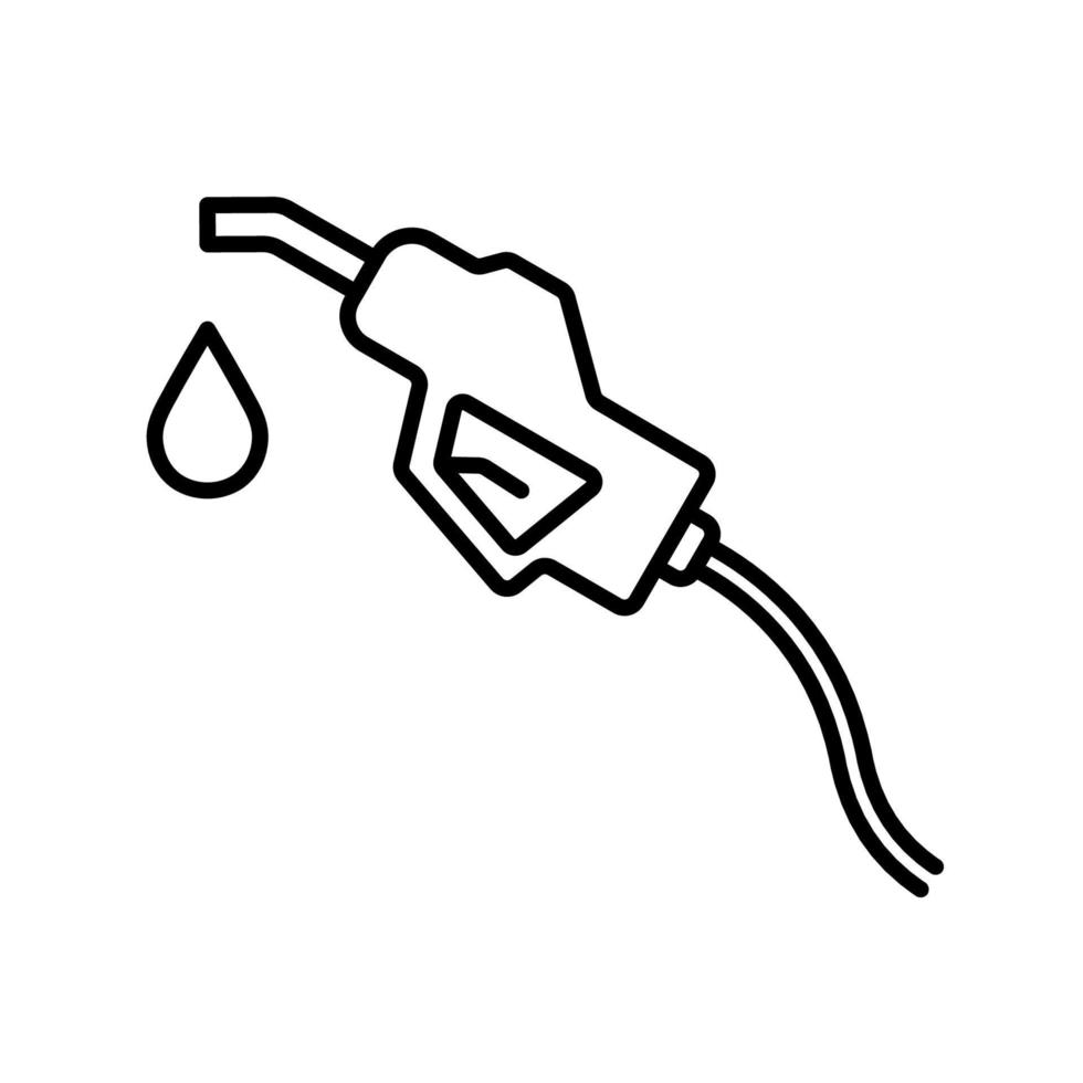 buse de combustible fossile avec icône de ligne de tuyau. pompe à énergie pétrolière sur le pictogramme de la station essence pétrolière. porte-buse de carburant sur l'icône de contour de la station-service essence. trait modifiable. illustration vectorielle isolée. vecteur