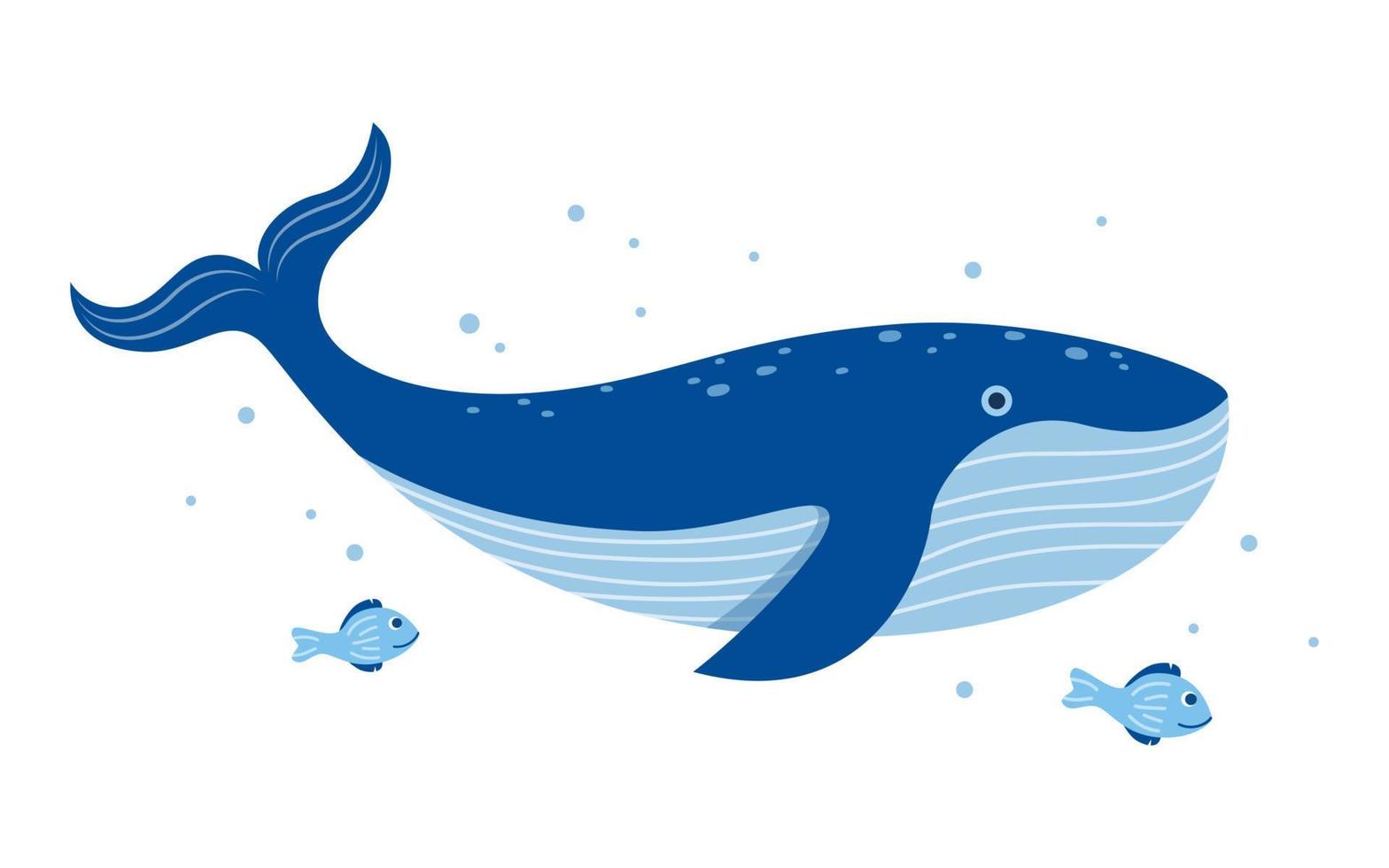 joli imprimé baleine avec petits poissons. conception d'illustration vectorielle pour les tissus de mode, les graphiques textiles, les impressions. vecteur