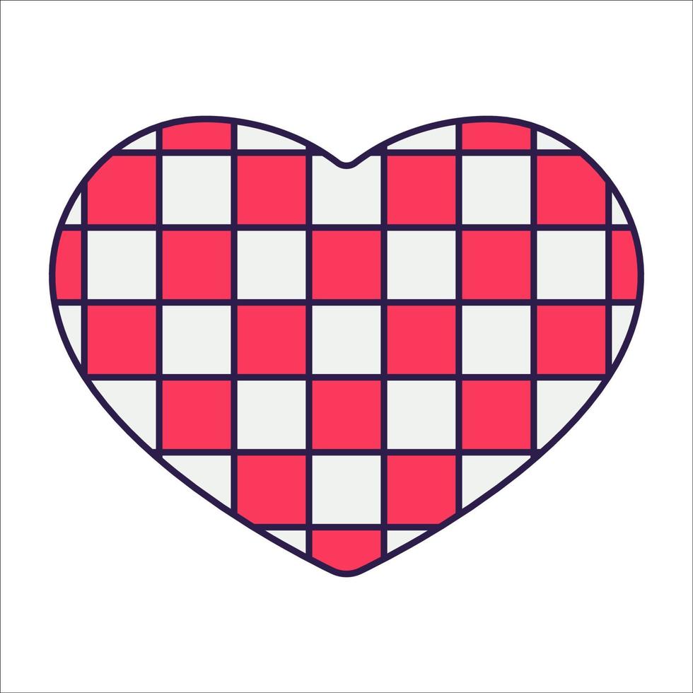 coeur d'icône rétro saint valentin. symboles d'amour dans le style d'art en ligne pop à la mode. la figure d'un coeur en rose tendre, rouge et corail. illustration vectorielle isolée. vecteur