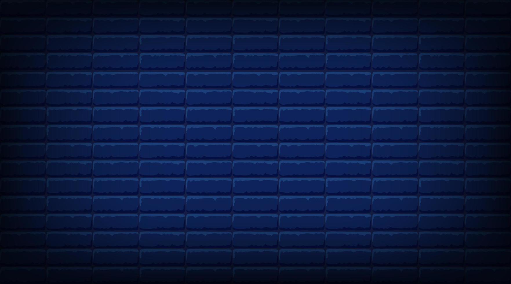 mur de briques bleu foncé nocturne. arrière-plan horizontal vectoriel pour les néons ou le texte, la texture de la maçonnerie.