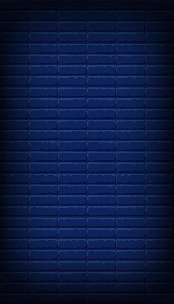 mur de briques bleu foncé nocturne. fond vertical vectoriel pour les néons ou le texte, la texture de la maçonnerie.