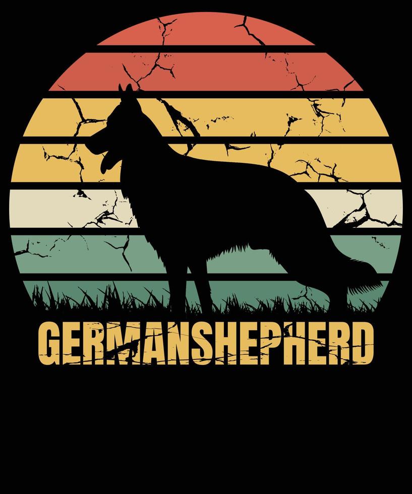 conception de t-shirt vintage silhoutted berger allemand vecteur