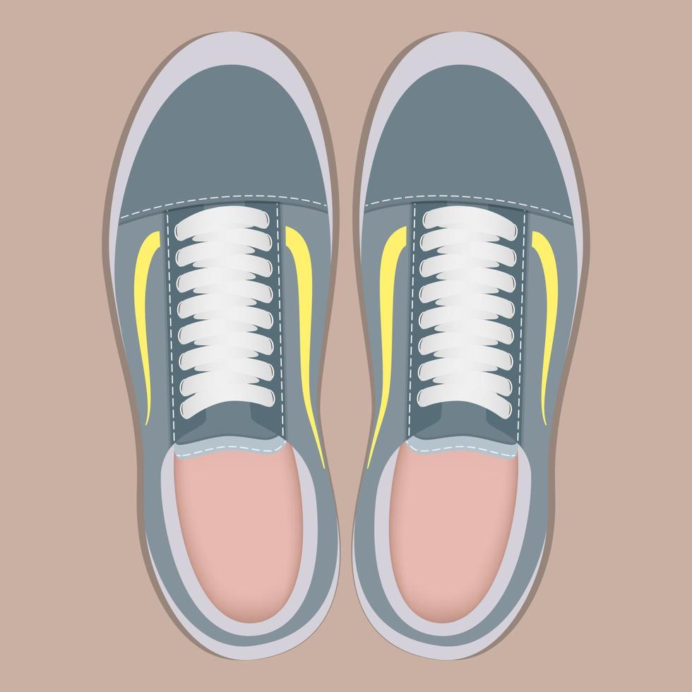 paire de baskets de sport élégantes, vue de dessus. chaussures de sport pour la course. illustration vectorielle dans un style plat. vecteur