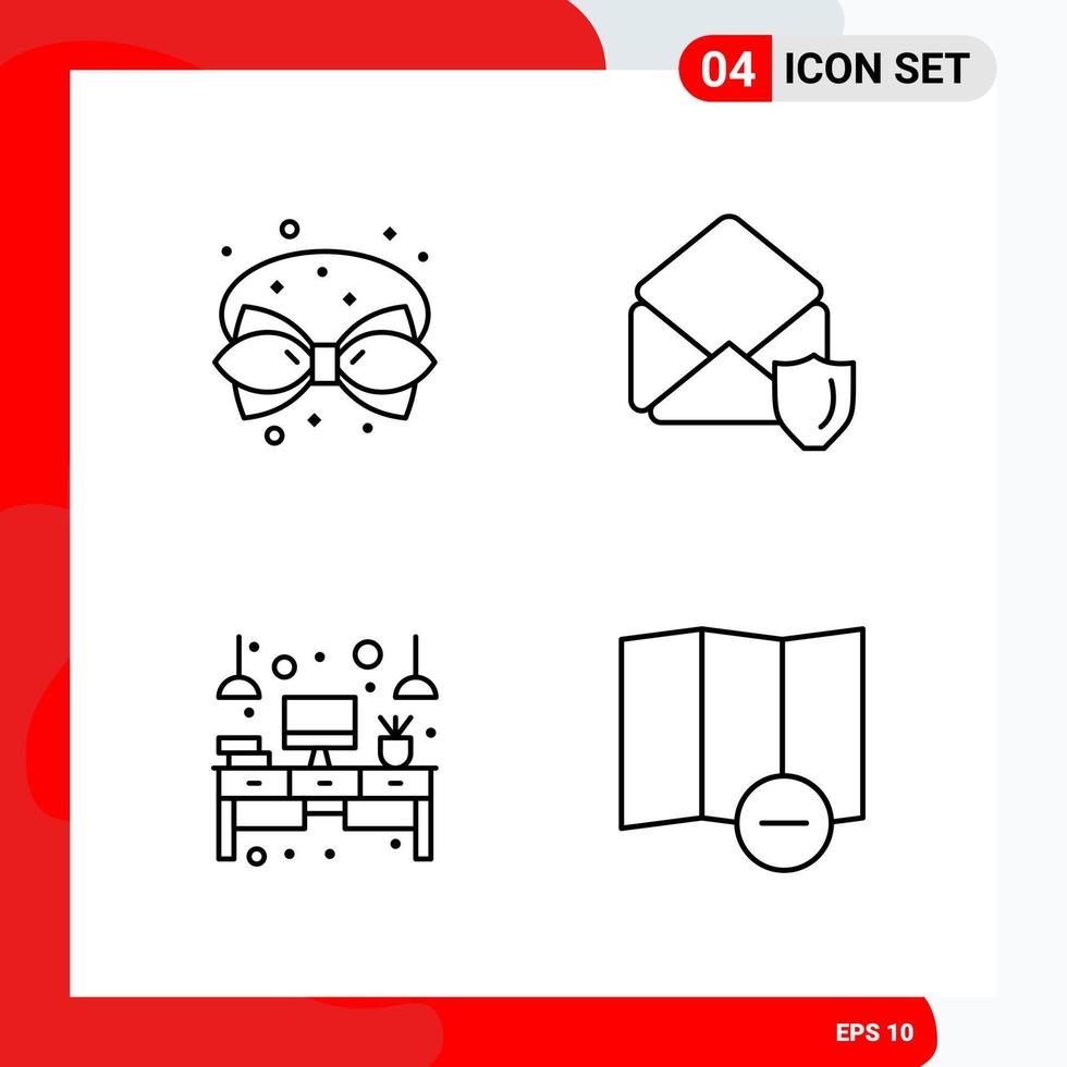 ensemble créatif de 4 icônes de contour universel isolé sur fond blanc fond de vecteur icône noire créative