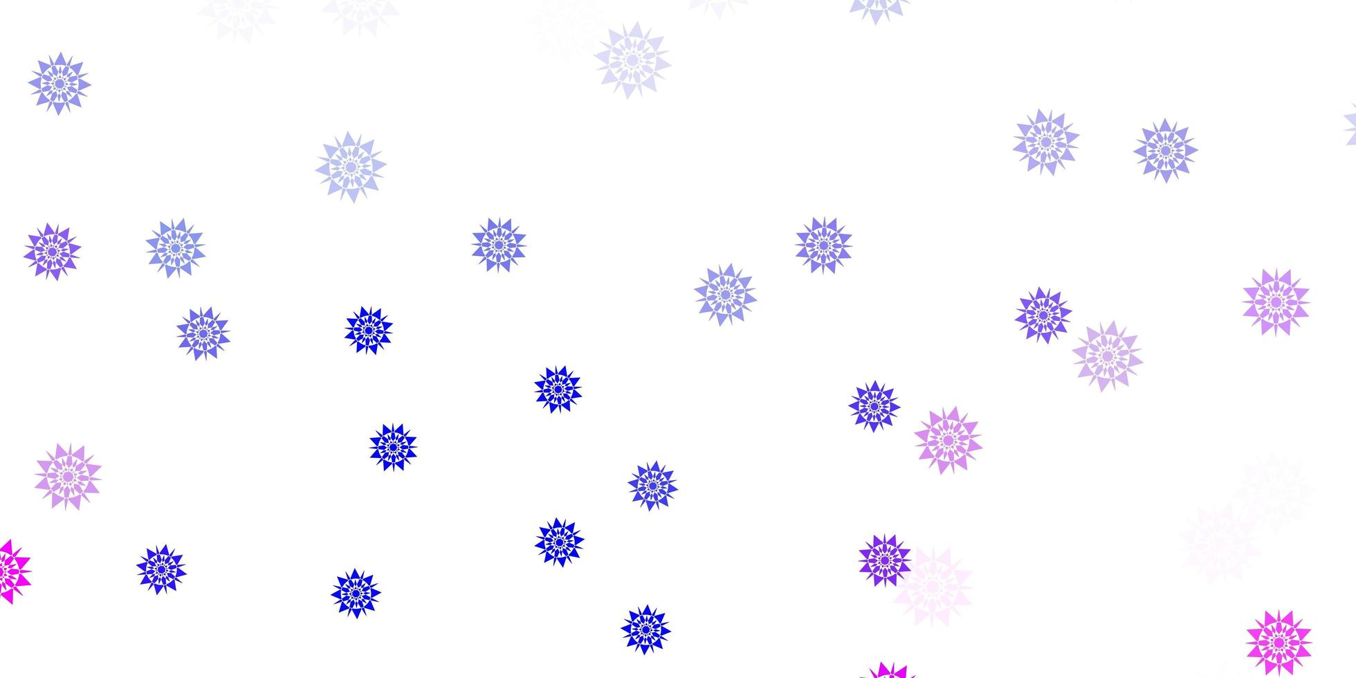 motif rose clair et bleu avec des flocons de neige colorés vecteur