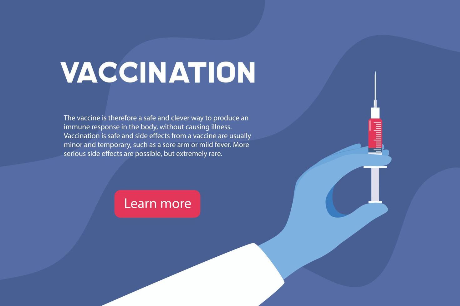 notion de vaccination. la main des médecins avec une seringue et place pour le texte. utilisable pour la bannière web, les articles, les infographies. illustration vectorielle plane. vecteur