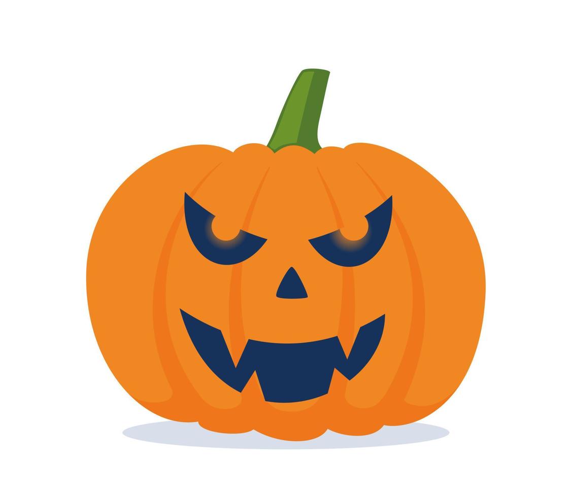citrouille d'halloween avec un visage effrayant. silhouette de courge orange isolé sur fond blanc. illustration vectorielle. vecteur