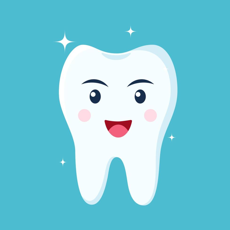 caractère de dent heureux en bonne santé souriant. illustration vectorielle dans un style plat. vecteur