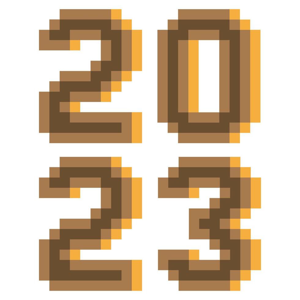 2023 numéros pixel art pour le nouvel an. illustration vectorielle. vecteur