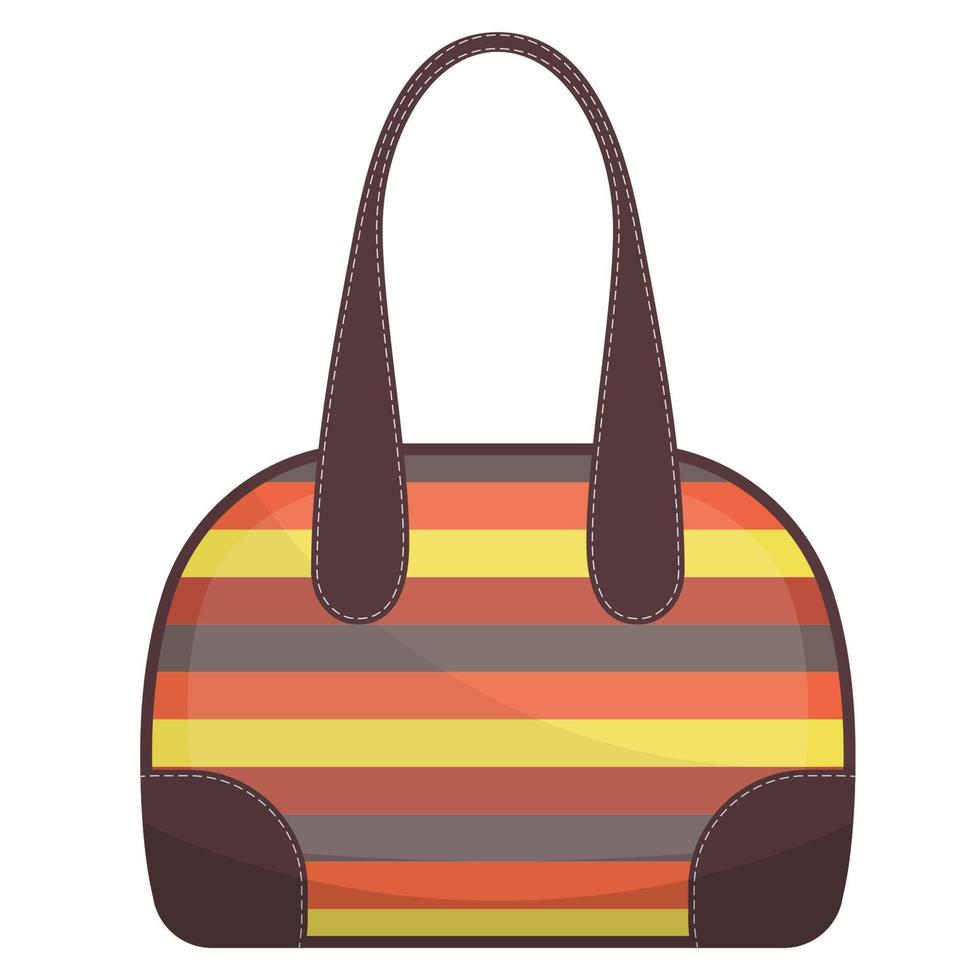 sac à main coloré avec coutures blanches. sac femme. sac à main dames isolé sur fond blanc. illustration vectorielle. vecteur