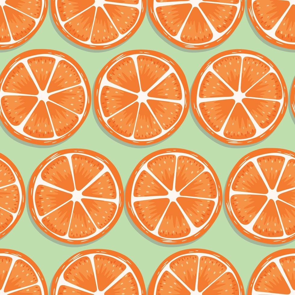 modèle sans couture de fruits, tranches d'orange avec ombre vecteur