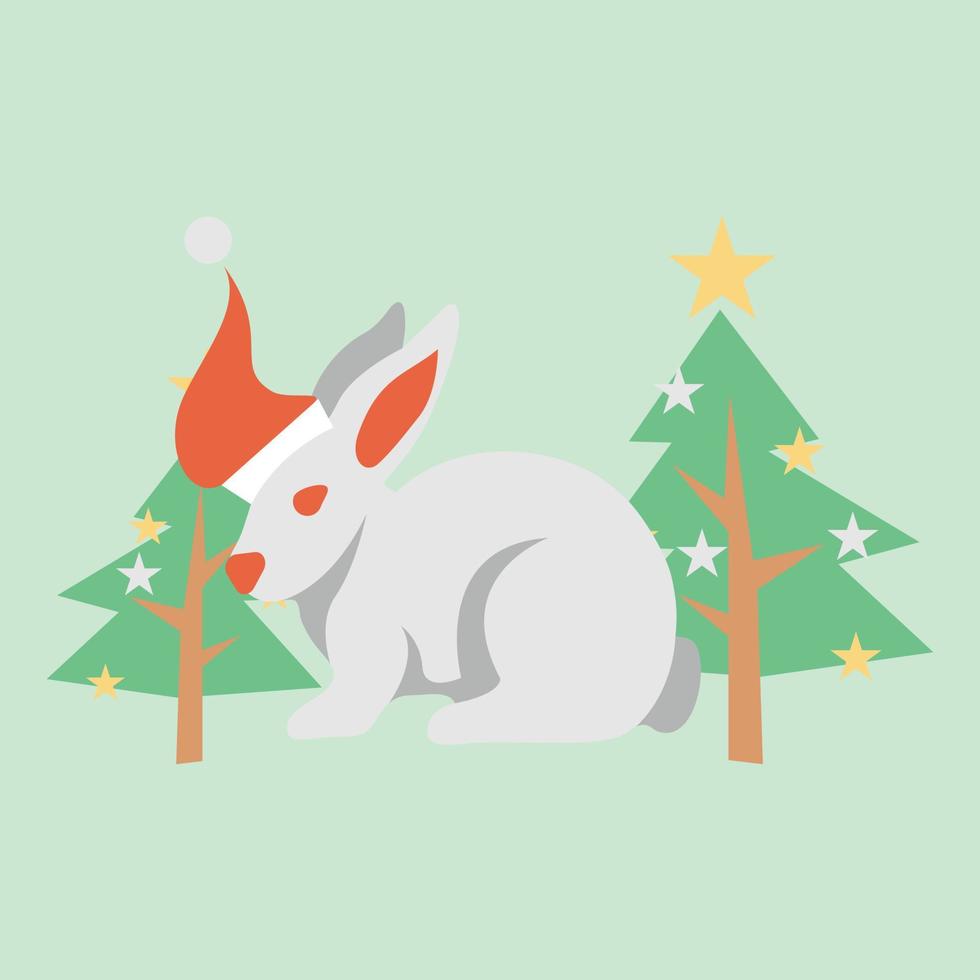 lapin mignon de noël vecteur