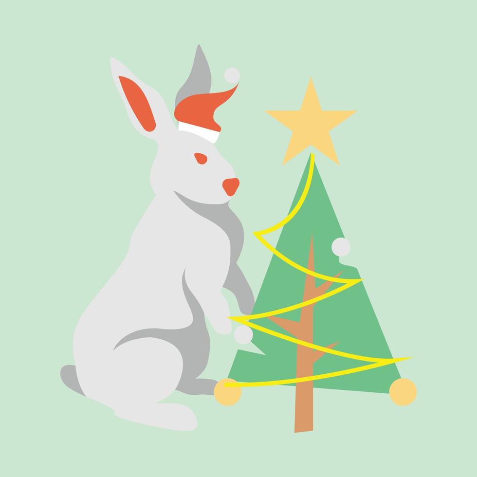 lapin mignon de noël vecteur