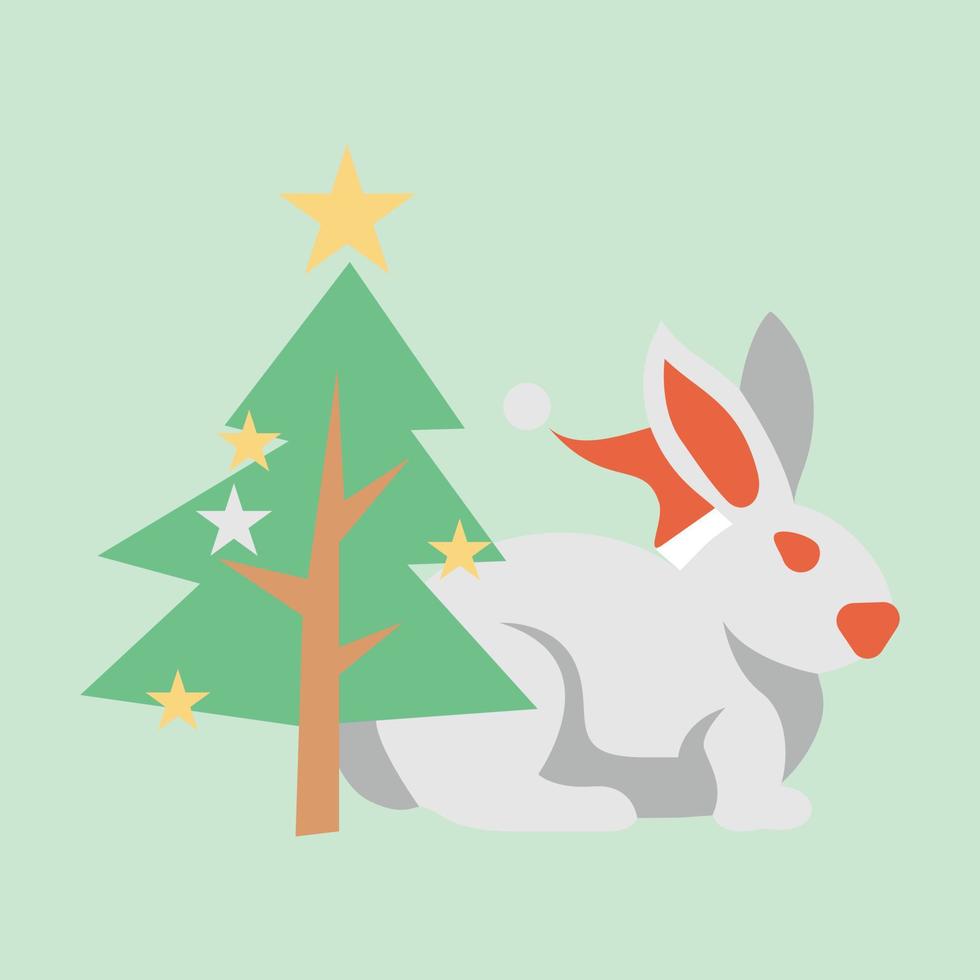 lapin mignon de noël vecteur