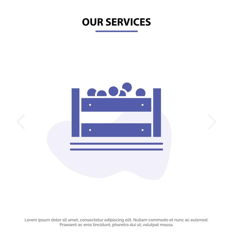 nos services bangladesh food box bangla icône de glyphe solide modèle de carte web vecteur