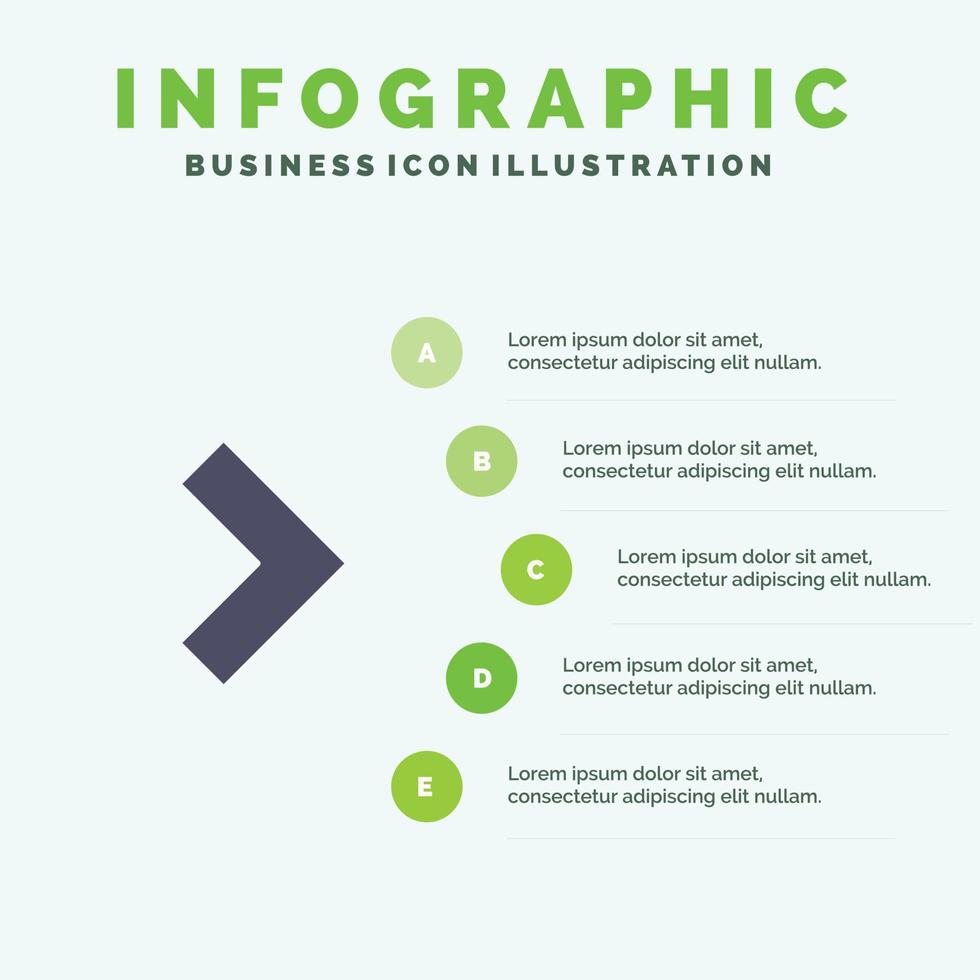 flèche droite prochaine solide icône infographie 5 étapes présentation fond vecteur