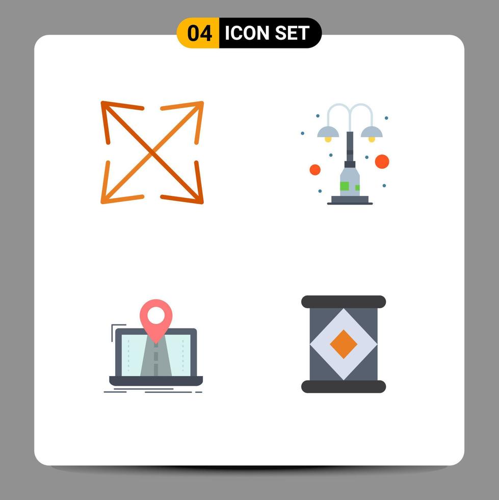 pack de 4 signes et symboles d'icônes plates modernes pour les supports d'impression Web tels que les éléments de carte fléchés éléments de conception vectoriels modifiables gps de parc vecteur