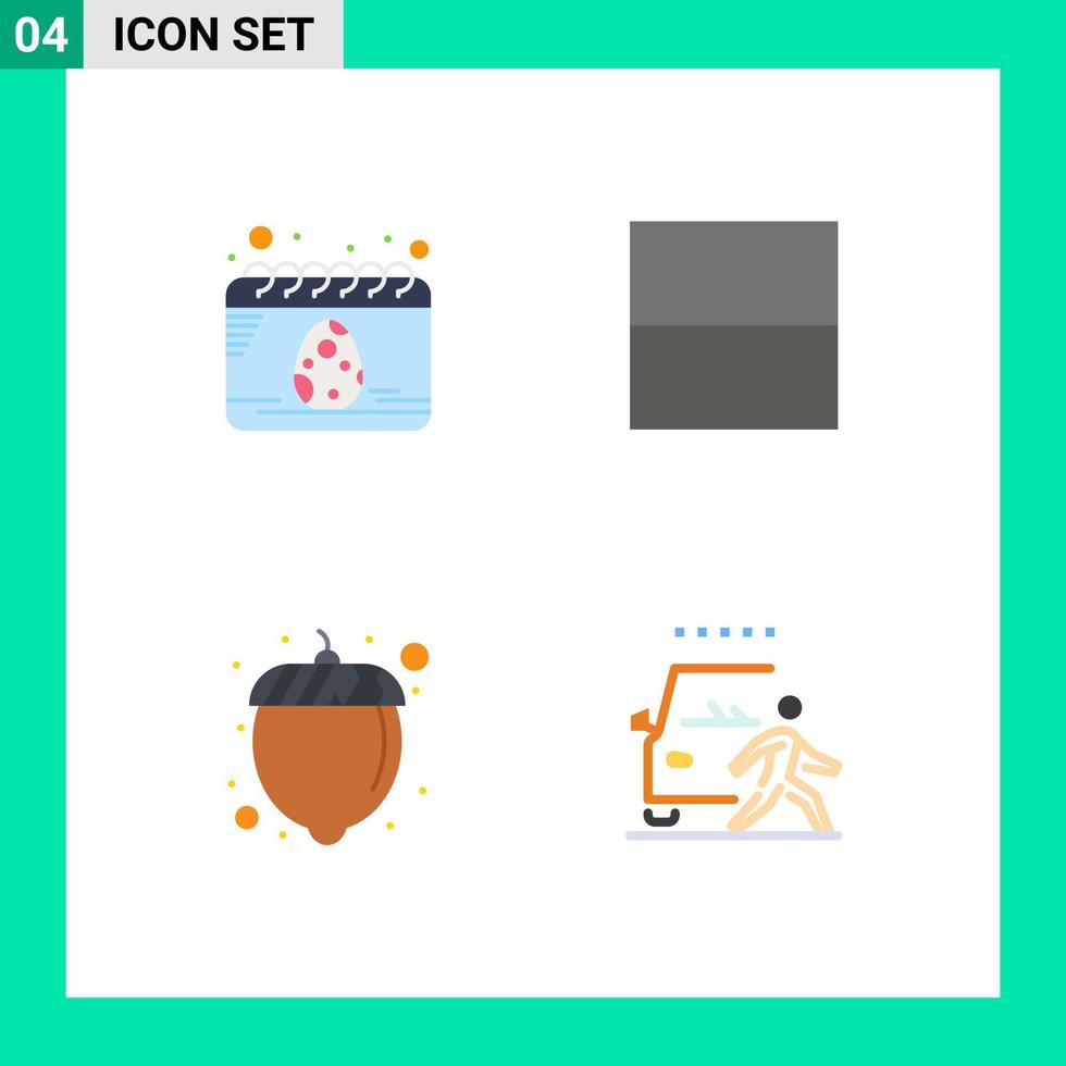 groupe de 4 icônes plates modernes définies pour le calendrier et les éléments de conception vectoriels modifiables du danger alimentaire des œufs vecteur
