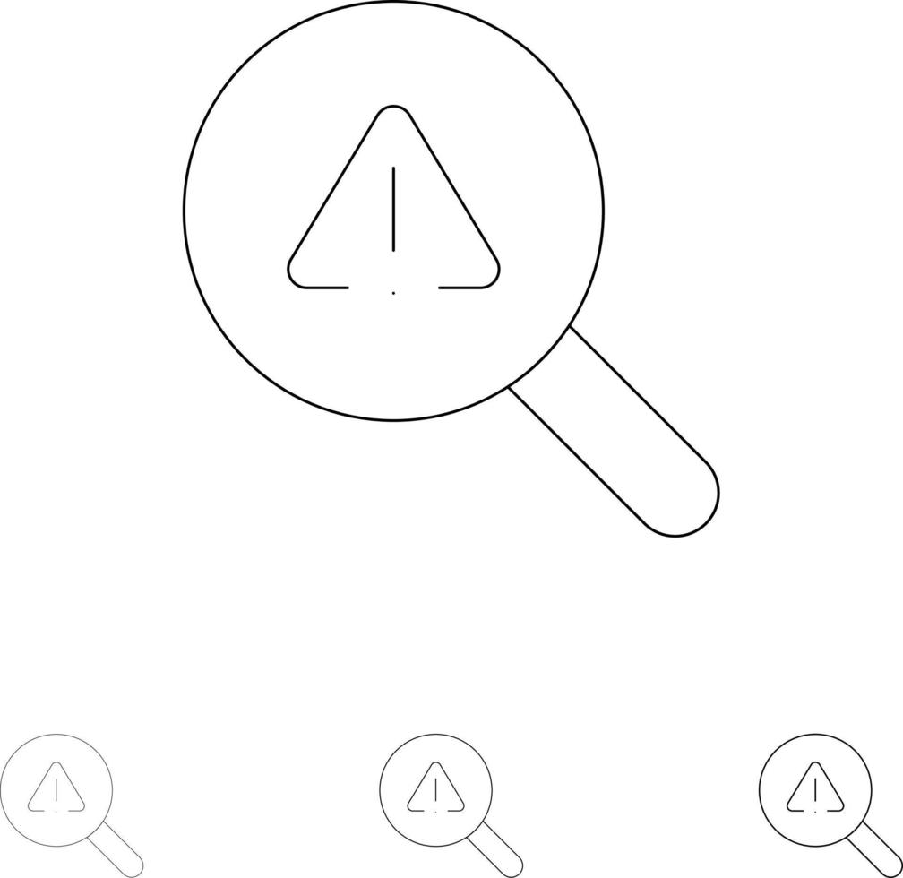 trouver l'erreur de vue de recherche jeu d'icônes de ligne noire en gras et mince vecteur