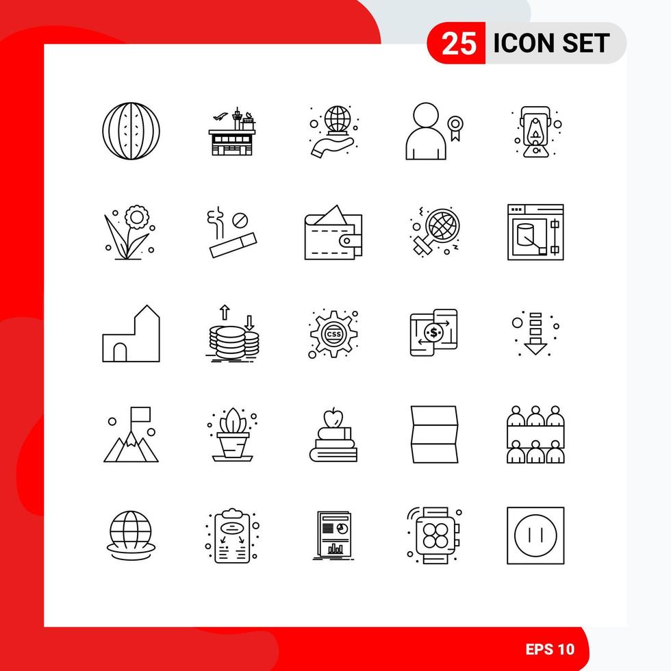 pack d'icônes vectorielles stock de 25 signes et symboles de ligne pour la réalisation de la décoration transit marketing éléments de conception vectoriels modifiables mondiaux vecteur