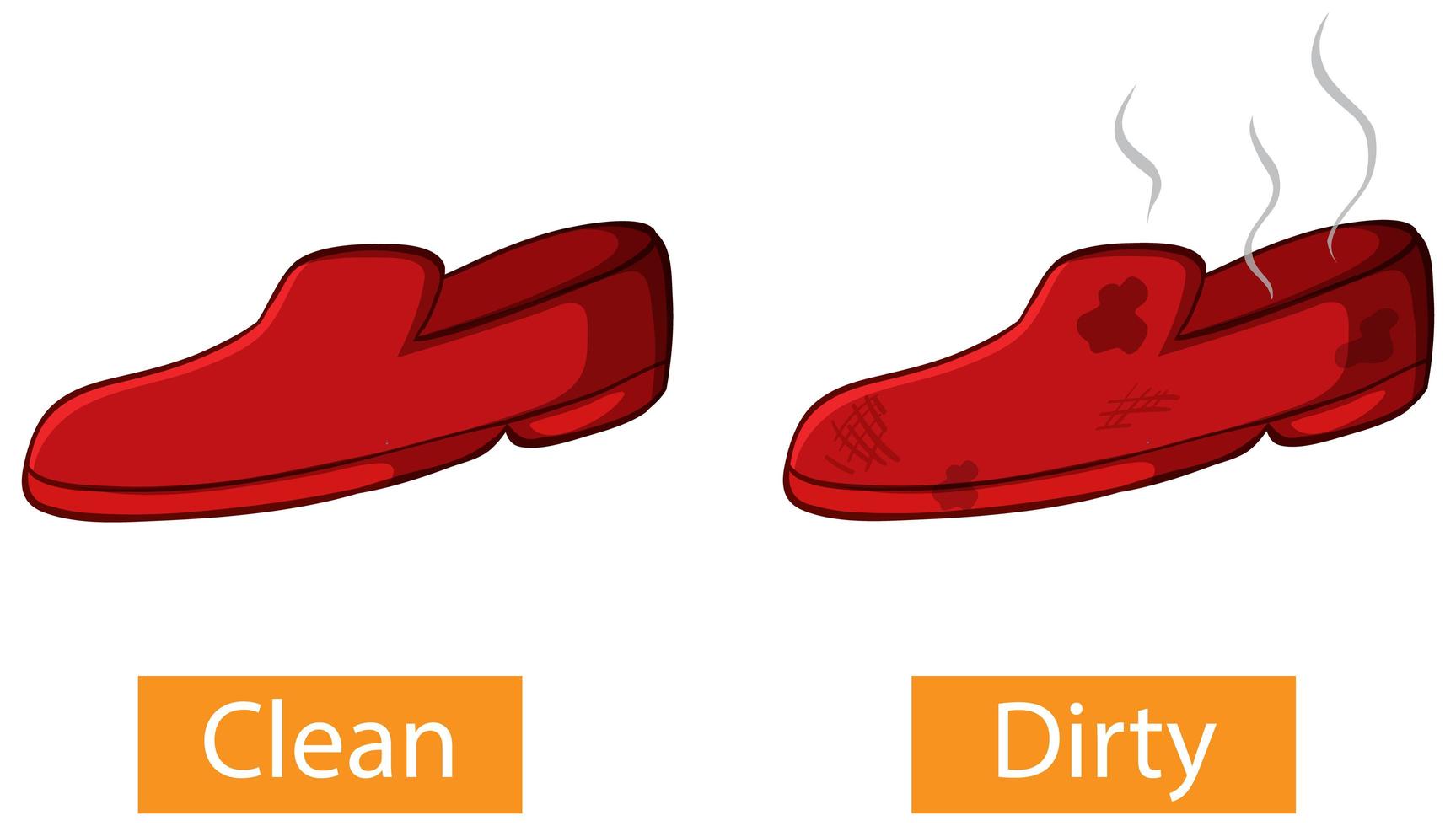 Adjectifs opposés mots avec propre et sale vecteur