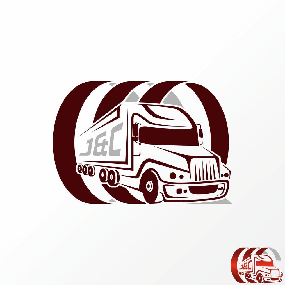 livraison de conteneurs de fret de camion simple et unique avec cercle image graphique icône logo design concept abstrait vecteur stock. peut être utilisé comme symbole lié au transport ou au conducteur