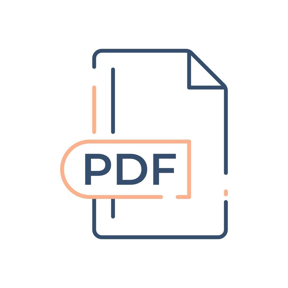 icône de format de fichier pdf. icône de ligne d'extension pdf. vecteur