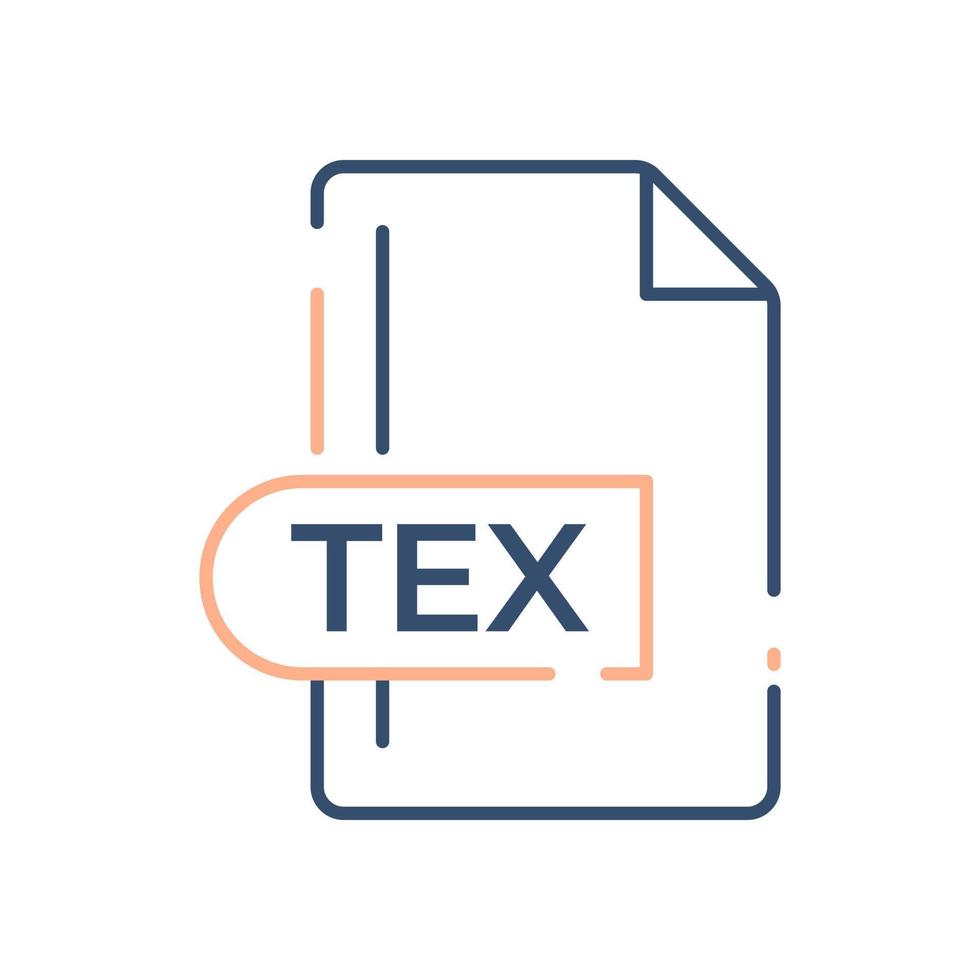icône de format de fichier tex. icône de ligne d'extension tex. vecteur