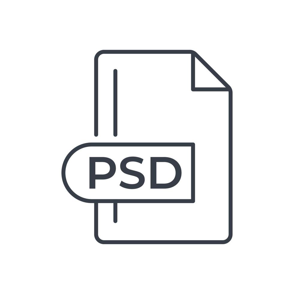 icône de format de fichier psd. icône de ligne d'extension psd. vecteur