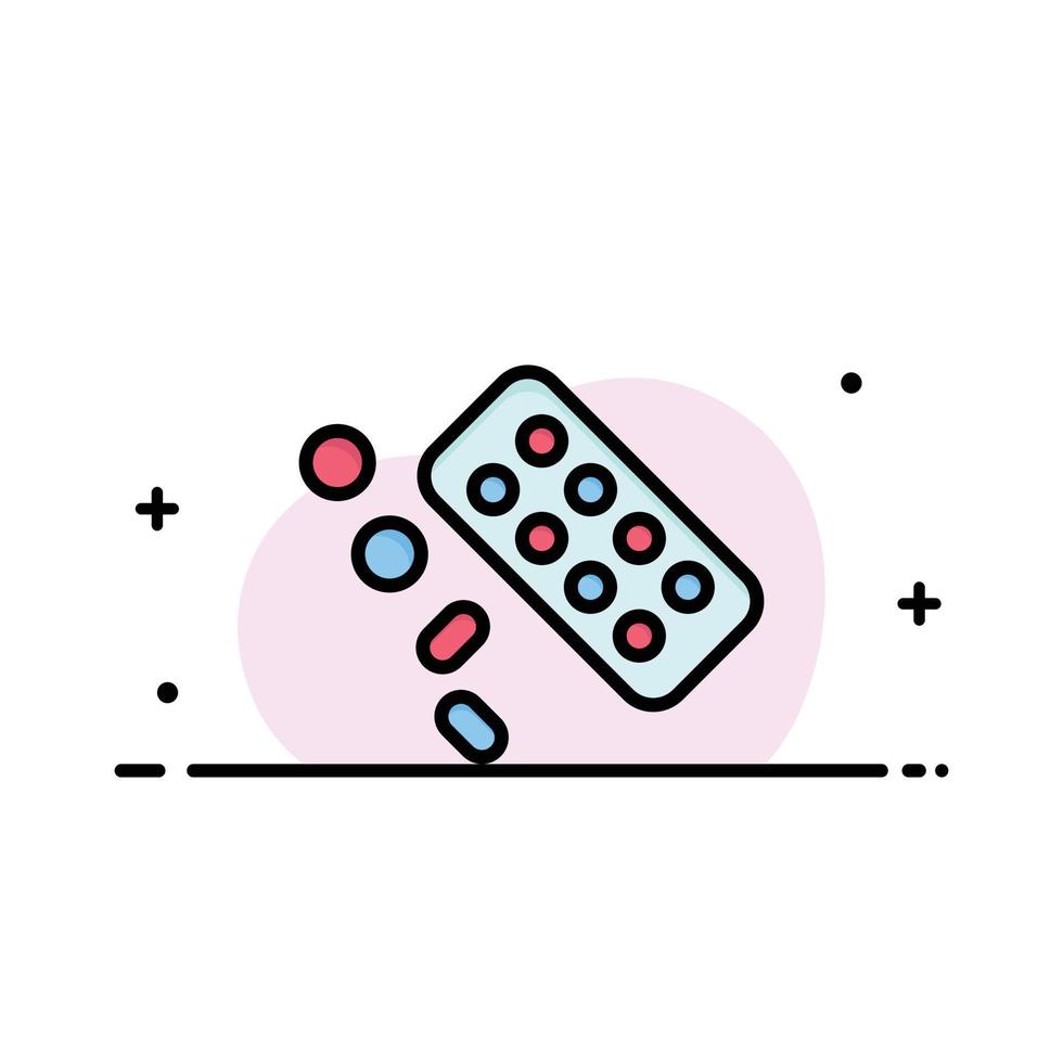 médecine pilule comprimé traitement entreprise ligne plate remplie icône vecteur modèle de bannière