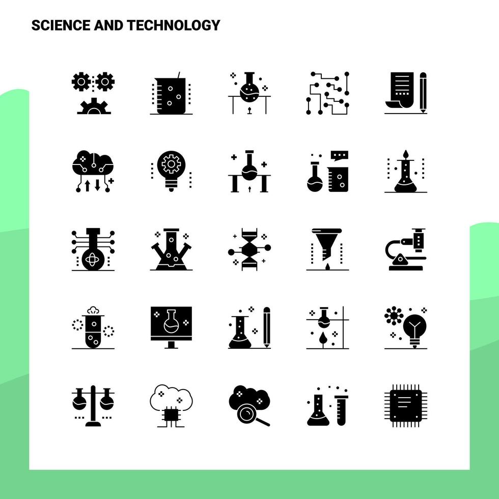 25 jeu d'icônes scientifiques et technologiques modèle d'illustration vectorielle d'icône de glyphe solide pour des idées web et mobiles pour une entreprise commerciale vecteur