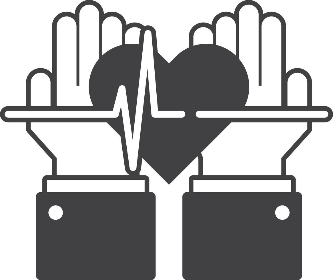 illustration de la main et du coeur dans un style minimal vecteur