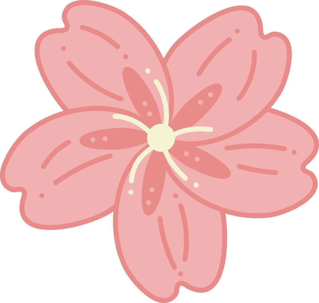 fleur de cerisier. illustration de vecteur de dessin animé de doodle.