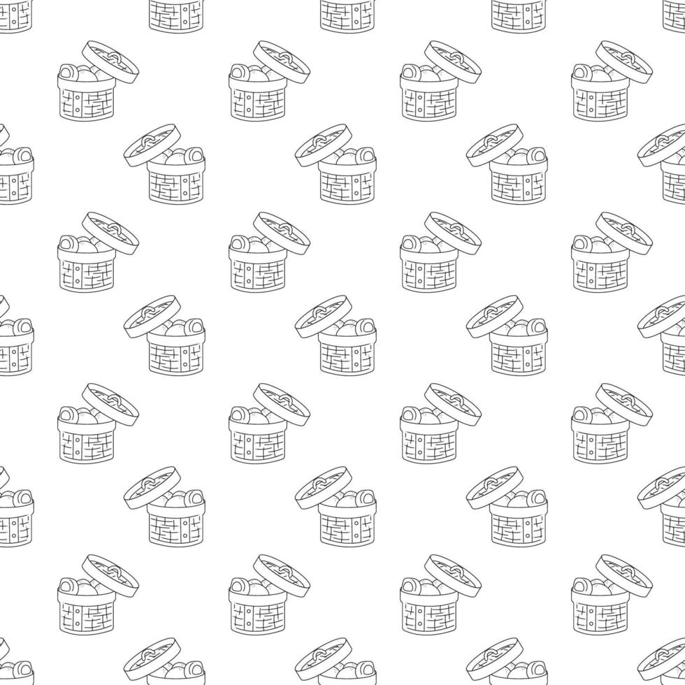 motif manju6. modèle sans couture avec des galettes de manju japonaises fraîchement cuites. doodle illustration vectorielle de dessin animé noir et blanc. vecteur