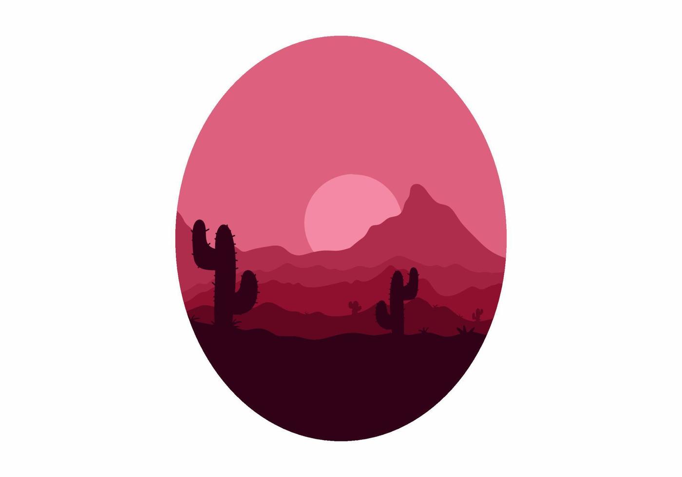 paysage désertique coloré avec illustration de cactus vecteur