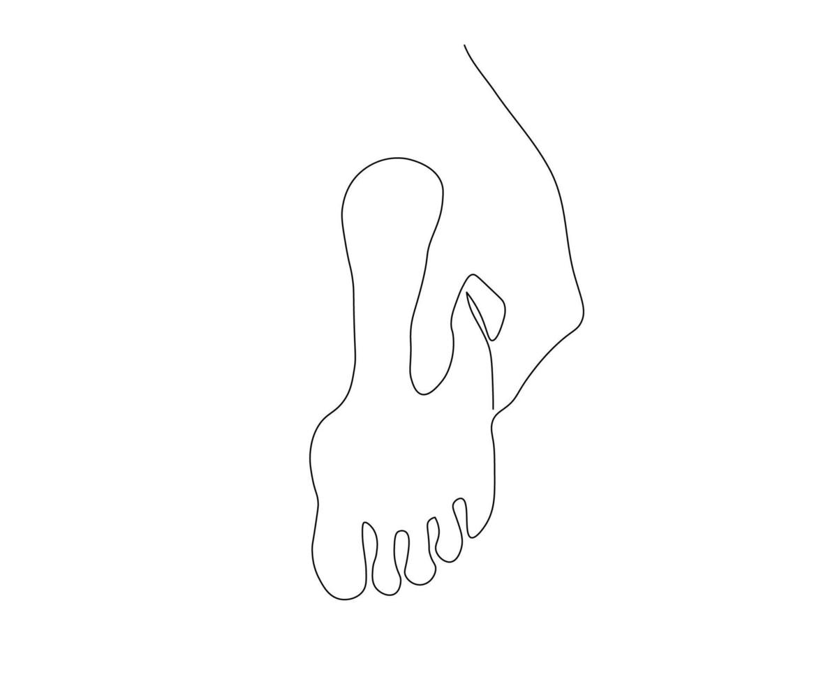 massage abstrait des pieds, pieds dans le style d'un dessin au trait. logo du centre de spa, salon de massage vecteur