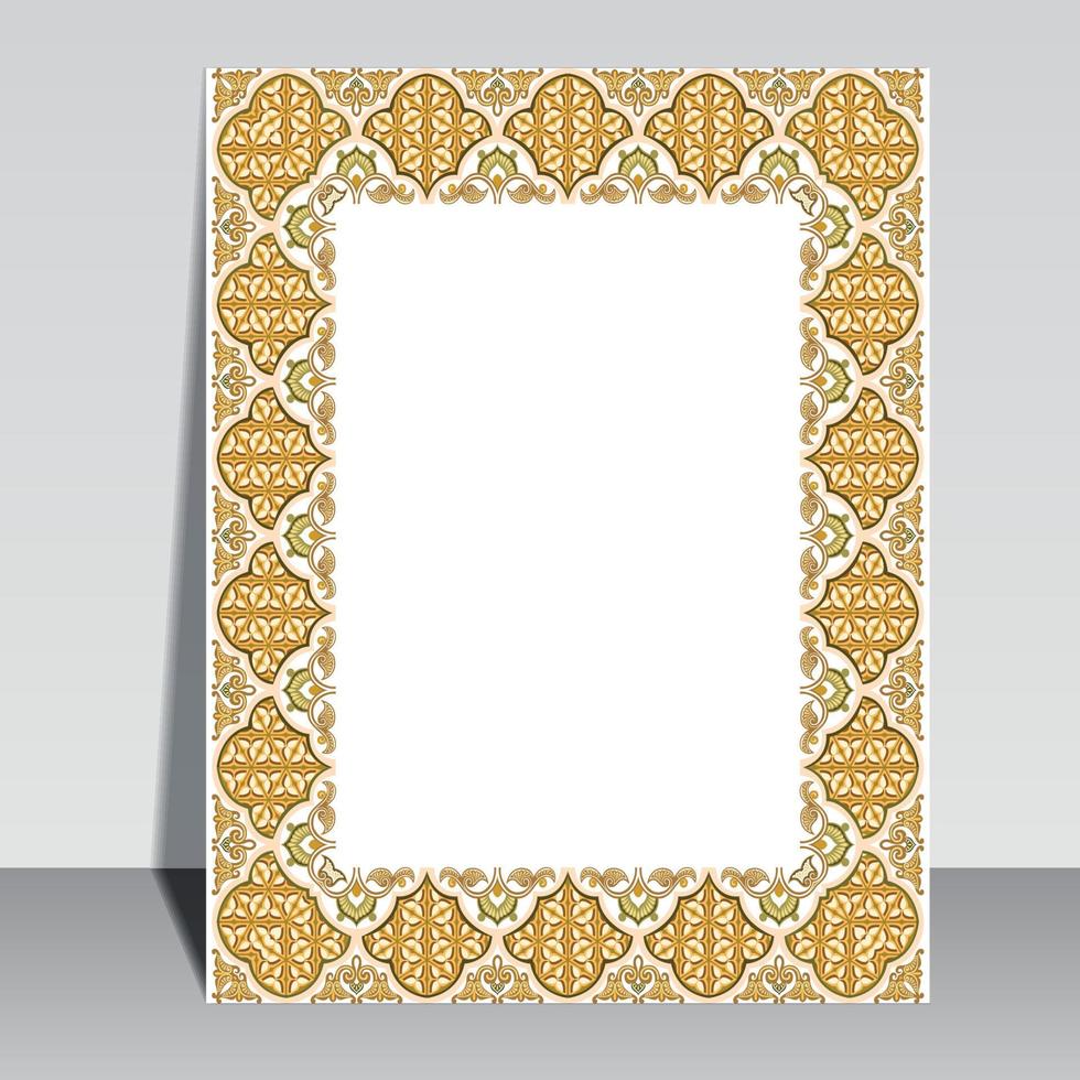 conception de couverture de livre islamique, bordure de cadre arabe. vecteur