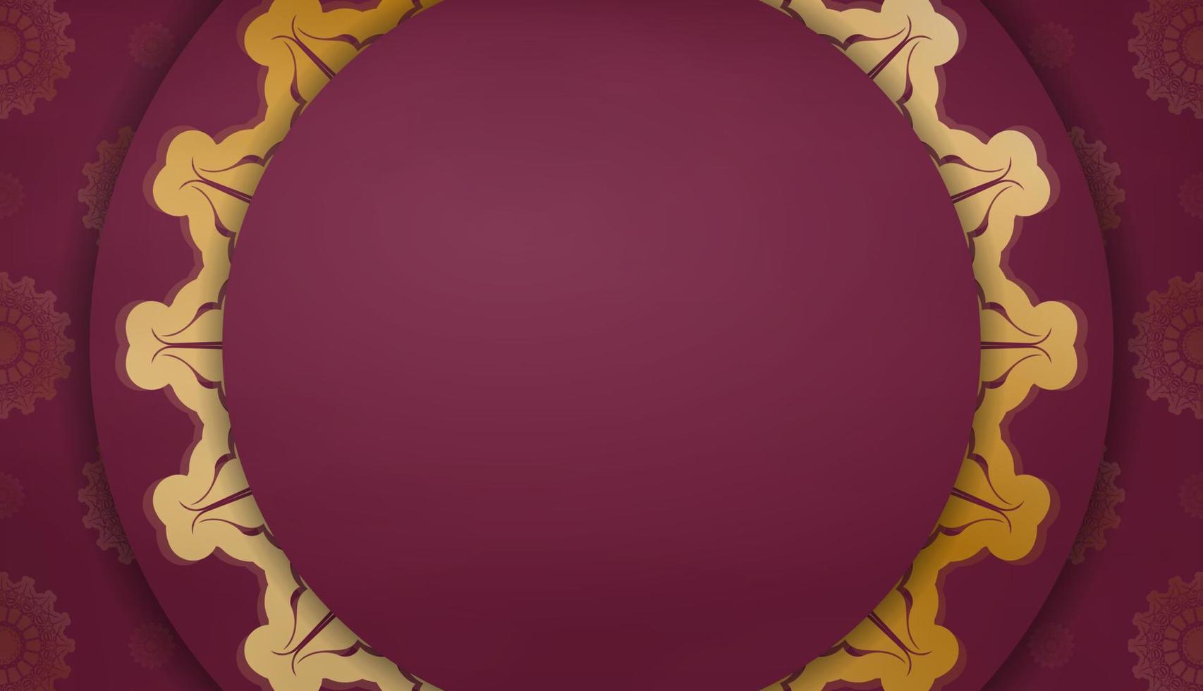 bannière bordeaux avec motif or indien et place pour votre logo vecteur