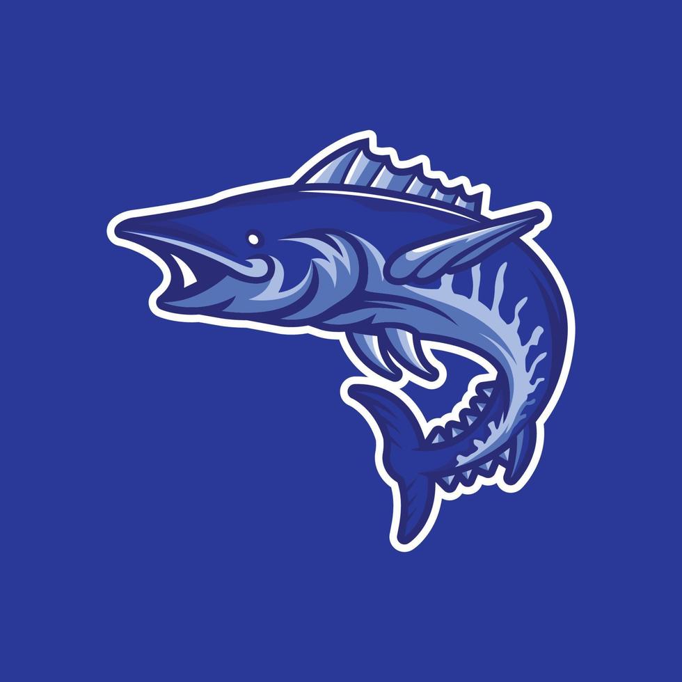 illustration de conception de logo de mascotte de poisson maquereau vecteur