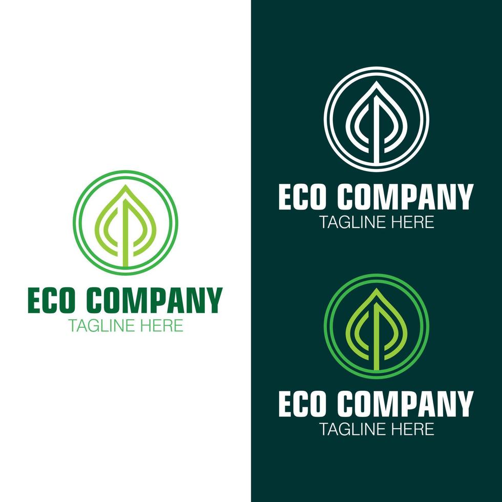 création de logo de marque de société d'écologie abstraite, création de modèle de logo avec icône de plante vecteur