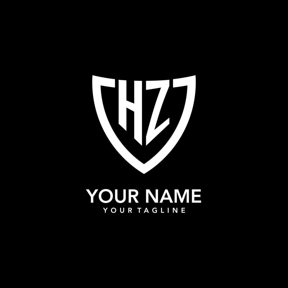 logo initial monogramme hz avec un design d'icône de bouclier moderne et propre vecteur