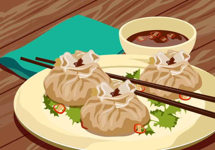 Dumplings au boeuf à la vapeur vecteur